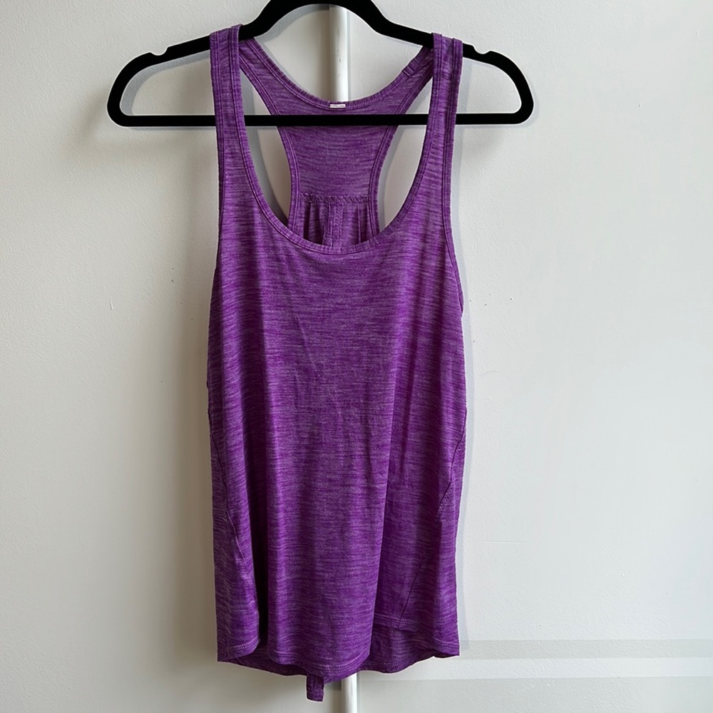 Lululemon heathered fuchsia athletic top with open back size 6